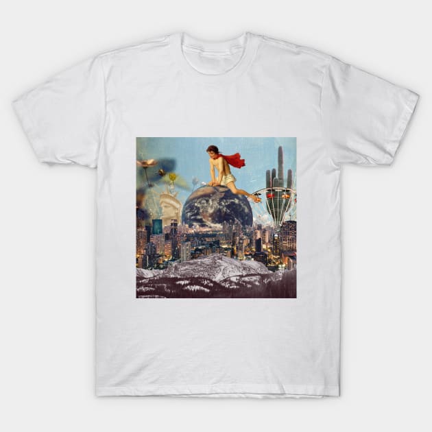 On The Pinnacle Top Of The World, Collage Surreal Art! T-Shirt by Amourist